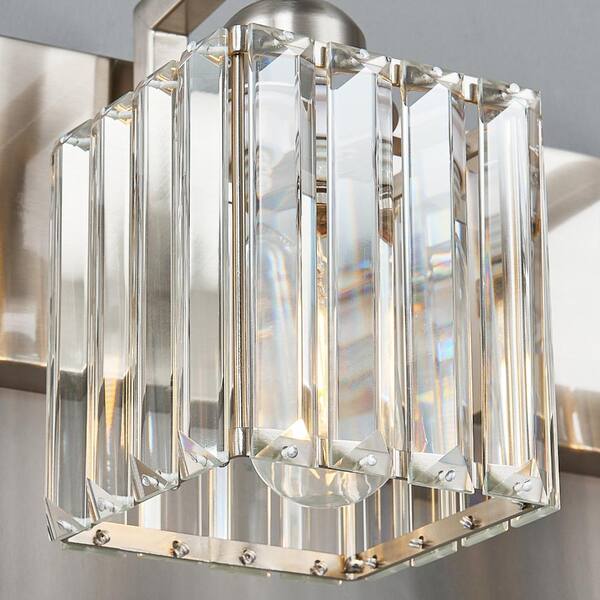 LQXYIQ 36.22 in.5-Light Clear Glass Brushed Nickel Crystal Wall