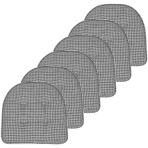 Black, Houndstooth Stitch Memory Foam U-Shaped 16 in. x 16 in. Non-Slip Indoor/Outdoor Chair Seat Cushion (12-Pack)