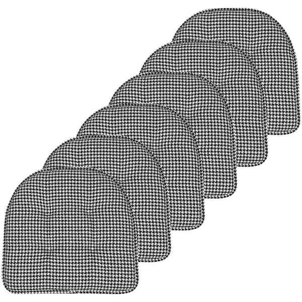 Sweet Home Collection Black, Houndstooth Stitch Memory Foam U-Shaped 16 in. x 16 in. Non-Slip Indoor/Outdoor Chair Seat Cushion (6-Pack)