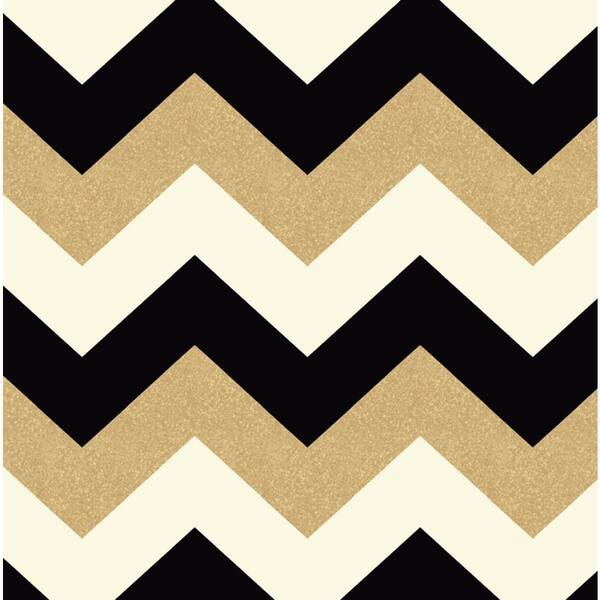 Unbranded Chevron Black/Gold Wallpaper Un-Pasted