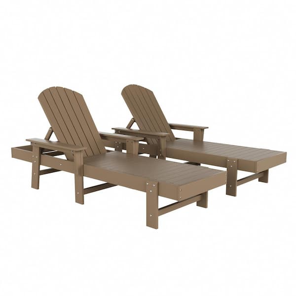 WESTIN OUTDOOR Altura 2-Piece Fade Resistant Classic Adirondack Poly Reclining Outdoor Chaise Lounge Chair with Arms in Weatherwood