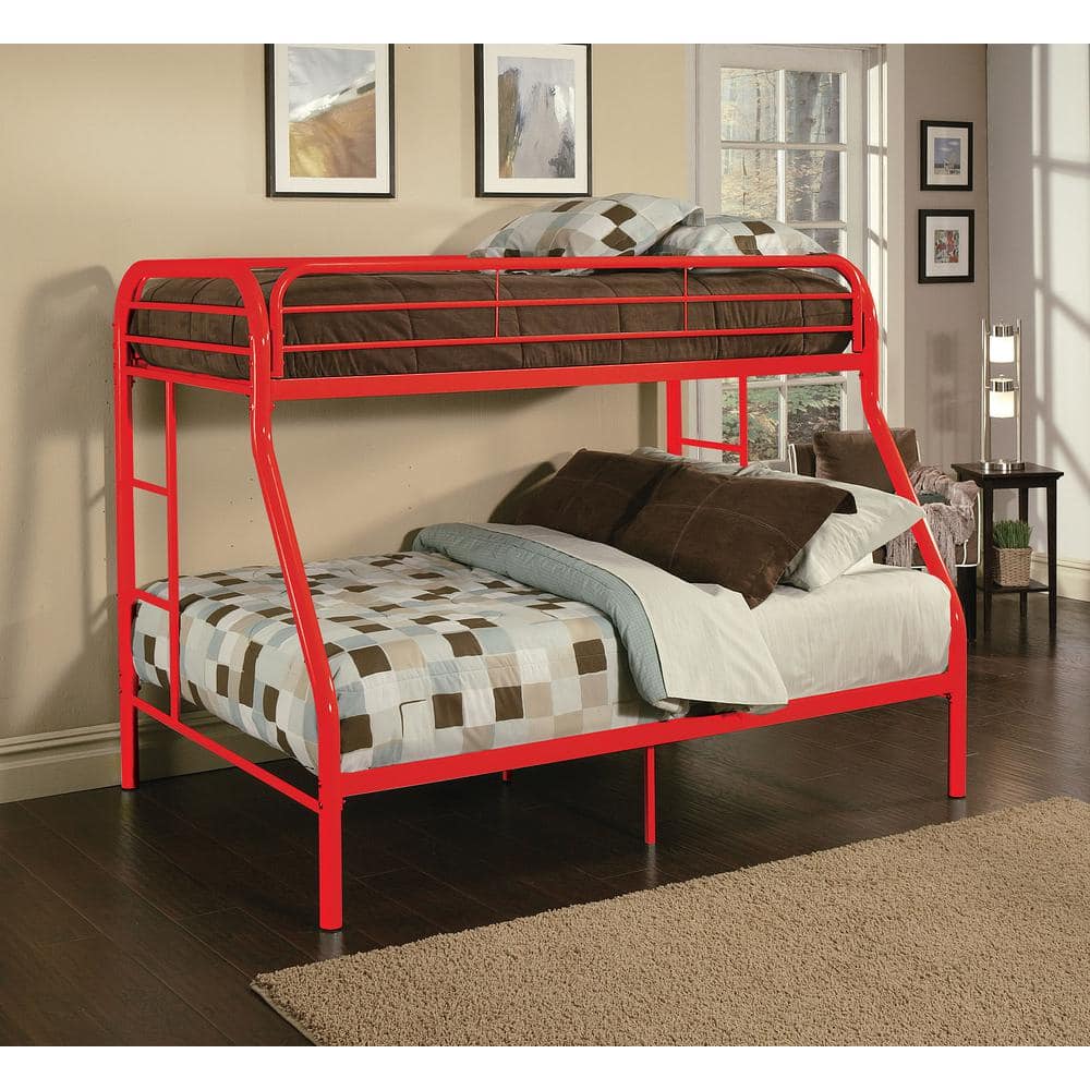 Acme Furniture Tritan Twin Over Full, Red Metal Bunk Bed Twin Over Twin