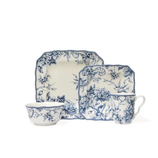 222 Fifth Adelaide 16-Piece Blue and White Dinnerware Set (Service for 4)