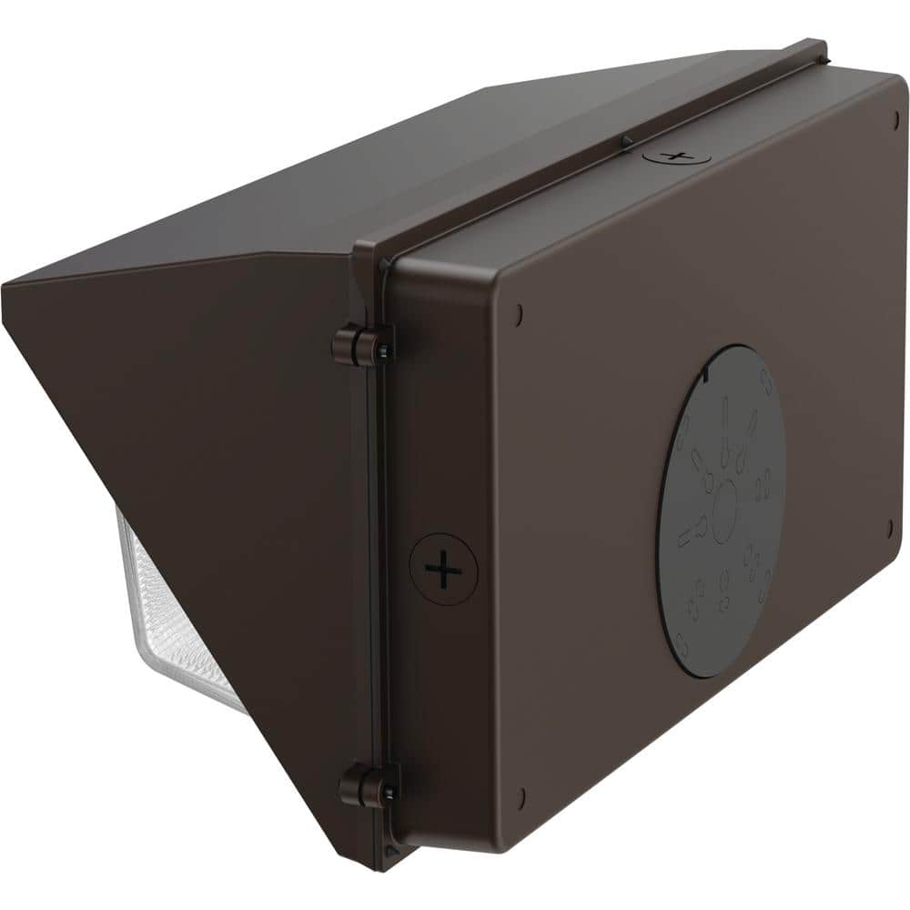 Dark Bronze Dimmable LED Wall Pack with Adjustable Lumens