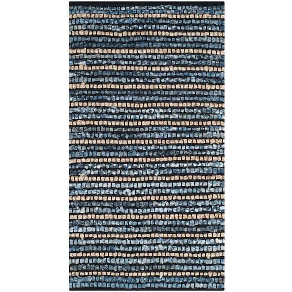 SAFAVIEH Cape Cod Blue/Natural Doormat 2 ft. x 4 ft. Striped Area Rug