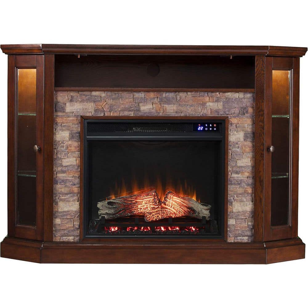 52 in. Freestanding Wooden Smart Electric Fireplace TV Stand in Mahogany great for a cozy home decor upgrade, price history on PriceWatchPro