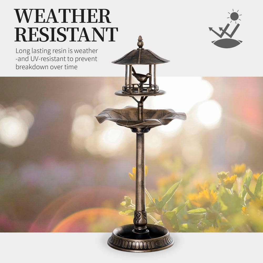 Antique Bronze 3-in-1 Bird Bath Feeder Planter