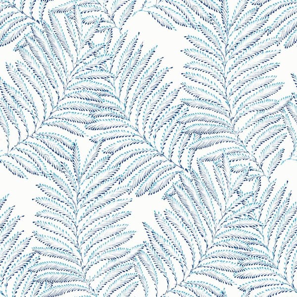 A-Street Prints Blue Finnley Inked Fern Wallpaper Border Sample