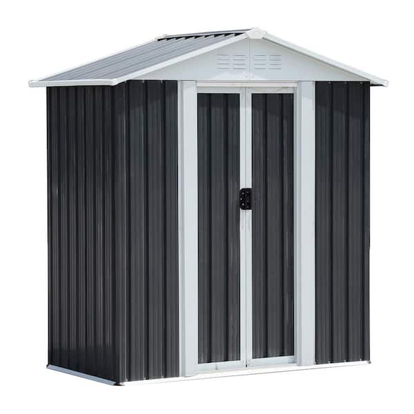 Dark Gray 5 ft. W x 3 ft. D Metal Shed with Double Sliding Door and Vents (15 sq. ft.)