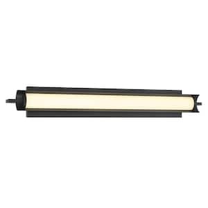 Trizay 32 in. 1-Light Black LED Vanity Light Bar with Etched White Glass Shade