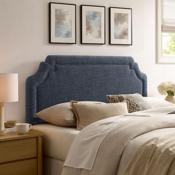 Magnolia King Size Upholstered Fabric Headboard in Slate Blue