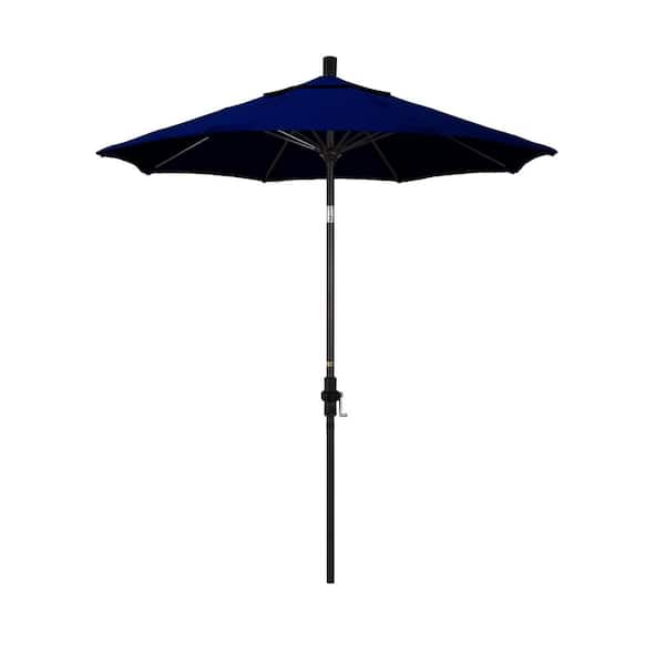 California Umbrella 7.5 ft. Bronze Aluminum Market Collar Tilt Crank Lift Patio Umbrella in True Blue Sunbrella