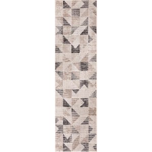 Geo Harmony Brown 2 ft. x 7 ft. Contemporary Runner Rug