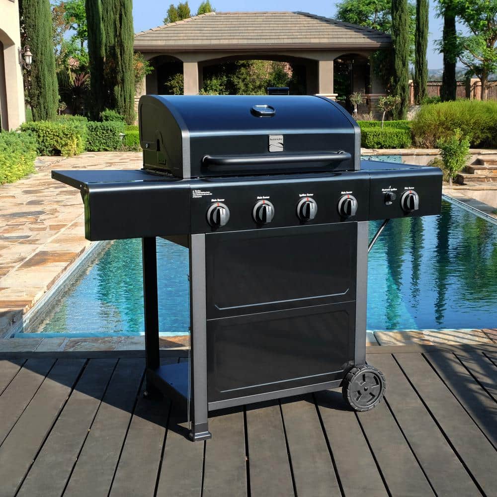 Kenmore Black 4-Burner Propane Gas Grill with Side Burner