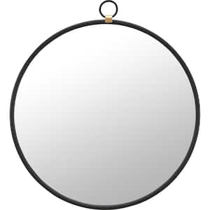 Medium Round Satin Black Modern Mirror (36 in. H x 1 in. W)