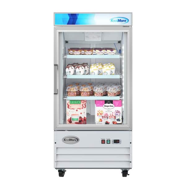 Koolmore 26 in. 9 cu. Ft. Auto / Cycle Defrost One Door Commercial Display Upright Freezer in White
