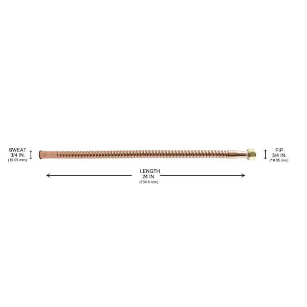 3/4 in. Sweat x 3/4 in. FIP x 24 in. Copper Water Heater Connector