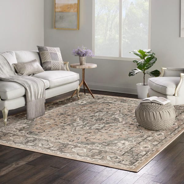 Nourison Concerto Beige Grey 10 ft. x 10 ft. Center medallion