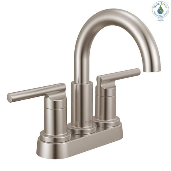 Delta Nicoli J-Spout 4 in. Centerset Double Handle Bathroom Faucet
