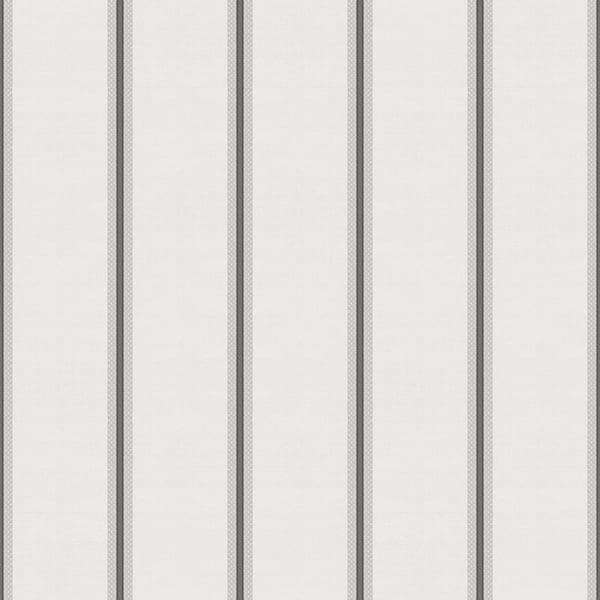 Unbranded Silky Thin Stripe White/Black Metallic Finish Vinyl on Non-Woven Non-Pasted Wallpaper Roll