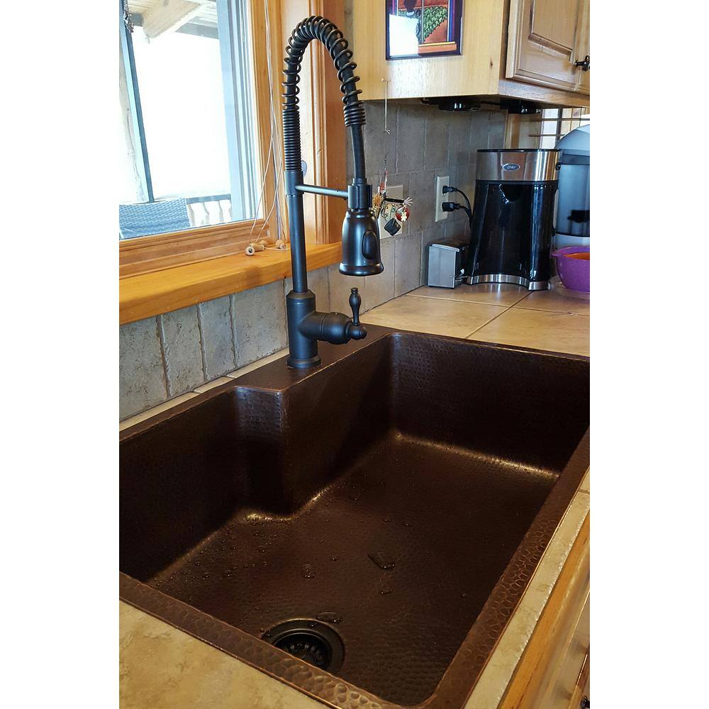 33" Hammered Copper Drop-In Kitchen Sink with Accessories