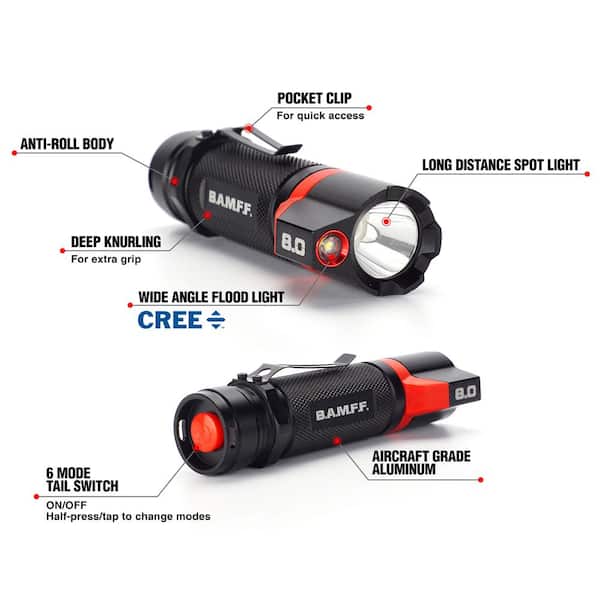 STKR BAMFF 8.0 - 800 Lumen Dual LED Tactical Flashlight 00-341