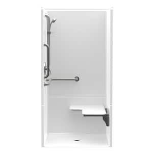 Accessible AcrylX 36 in. x 36 in. x 75 in. 2-Piece Shower Stall w/ Right Seat and Grab Bars in White