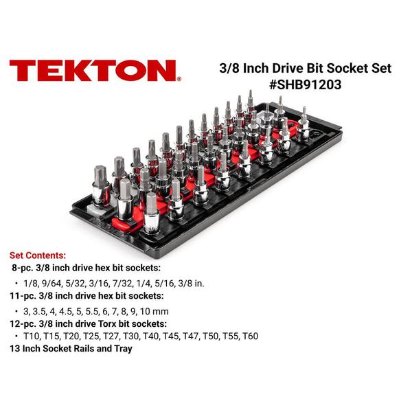 3/8 in. Drive Hex/Torx Bit Socket Set with Rails, 31-Piece (1/8-3/8 in., 3-10 mm, T10-T60)