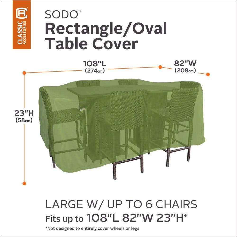 Large Green Polyester Patio Table and Chair Set Cover
