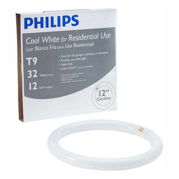 Philips 32-Watt 12 in. Circline T9 Linear Fluorescent Tube Light Bulb, Cool White Plus (4100K) (12-Pack)