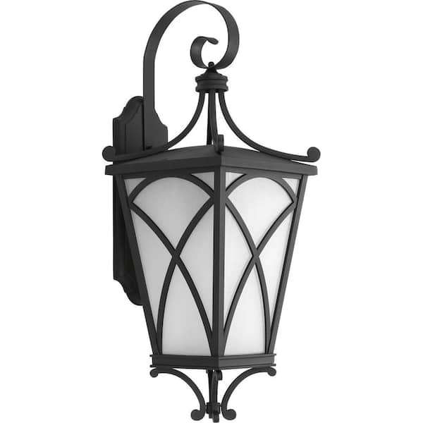 Progress Lighting Cadence Collection 1-Light 26.6 in. Outdoor Black Wall Lantern Sconce