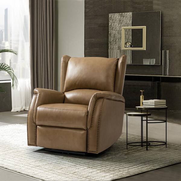 Taupe leather online recliner