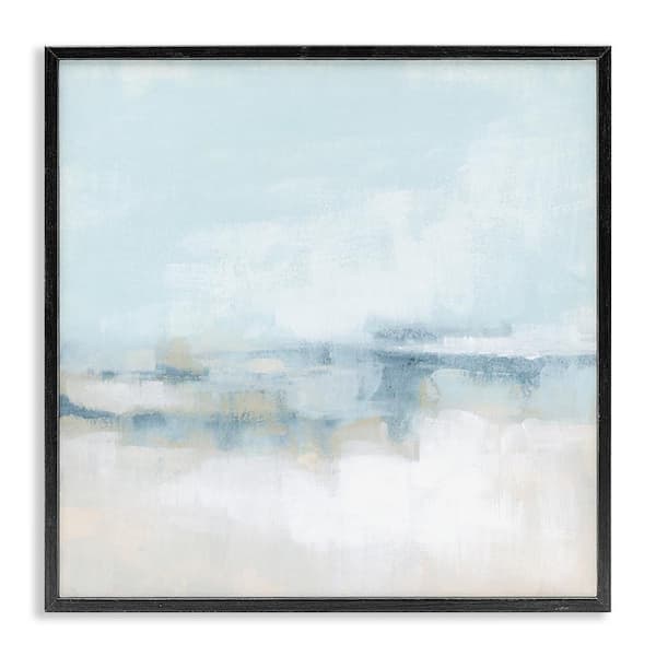 Abstract Cloudy Landscape Blue Fog by June Erica Vess Black Framed Giclee Art Print Abstract 24 in. x 24 in.