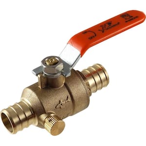 3/4 in. PEX Barb Brass Ball Valve with Drain