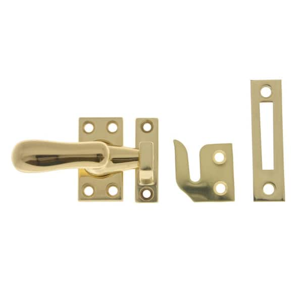 idh by St. Simons Polished Solid Brass Large Window Sash Lock with Casement Fastener