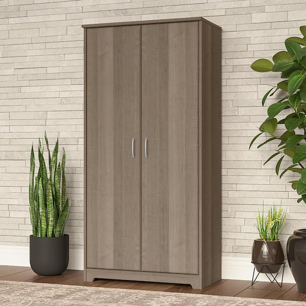Bush Furniture Cabot Small Bathroom Storage Cabinet with Doors in Linen White Oak