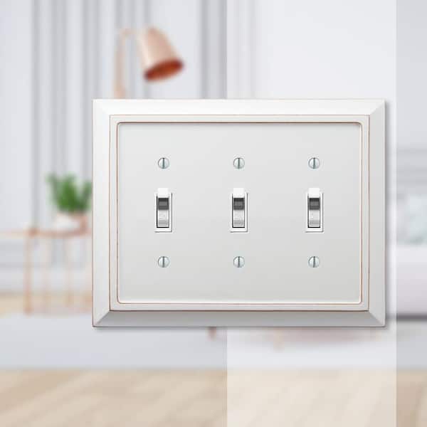 Savannah 3 Gang Toggle Wood Wall Plate - White