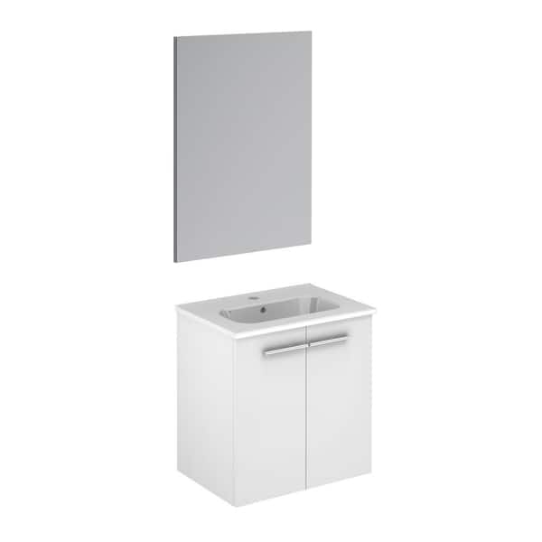 WS Bath Collections Start 19.5 in. W x 13.8 in. D x 20.4 in. H Complete Bathroom Vanity Unit in Gloss White with Mirror
