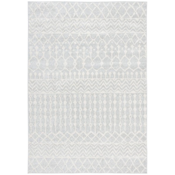 SAFAVIEH Tulum Light Gray/Ivory 5 ft. x 8 ft. Tribal Chevron Diamond Area Rug