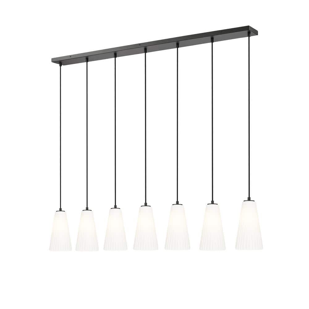 Farrell 7-Light in Matte Black Linear Chandelier with no bulbs included
