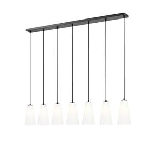 Farrell 7-Light in Matte Black Linear Chandelier with no bulbs included