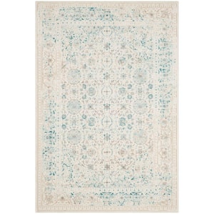 Passion Turquoise/Ivory 5 ft. x 8 ft. Border Area Rug