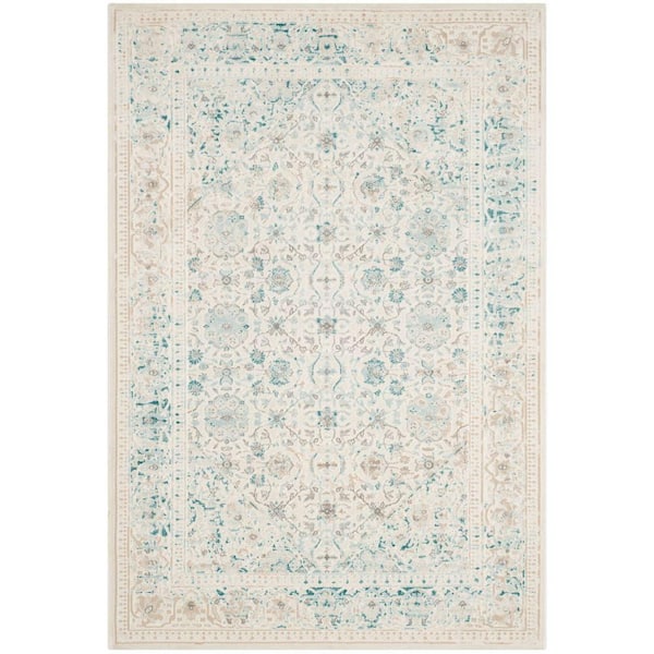 SAFAVIEH Passion Turquoise/Ivory 5 ft. x 8 ft. Border Area Rug