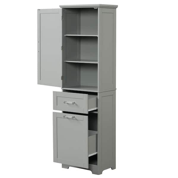 COWLOWN 20 in. W x 13 in. D x 68.1 in. H Bathroom Gray Linen Cabinet