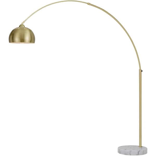 Hanover Colette Floor Lamp with Adjustable Height and Width, Pierced Metal Globe Shade, Marble Base, 1 Light, Pale Gold Finish