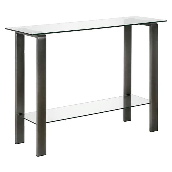Meyer&Cross Asta 42 in. Gunmetal Gray Rectangle Glass Console Table