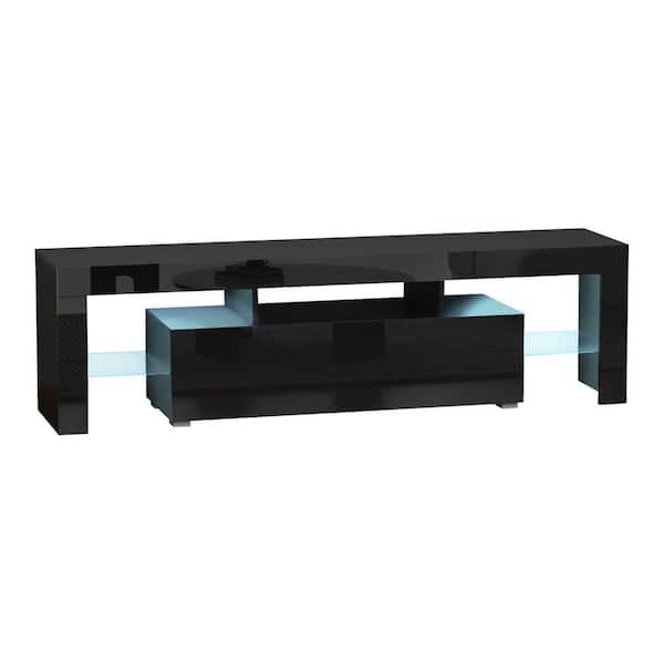 HOMCOM 63 in. Black TV Stand with Storage Fits TV's up to 65 in.