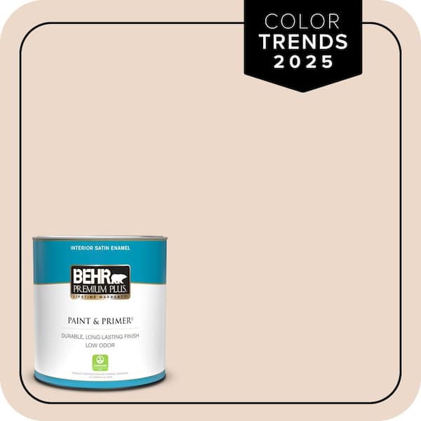 BEHR PREMIUM PLUS 1 qt. #S210-1 Nutmeg Frost Satin Enamel Low Odor Interior Paint & Primer