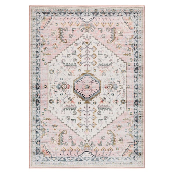 EVERWASH Haven 6 ft. x 9 ft. Blush Modern Medallion Washable Area Rug