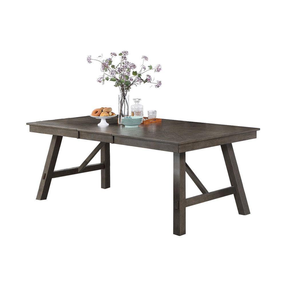 Benjara 40 In. Dark Brown Rubberwood Top Double Pedestal Dining Table ...